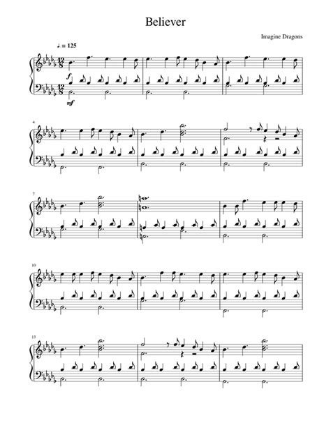 Believer Imagine Dragons Sheet Music For Piano Download Free In Pdf