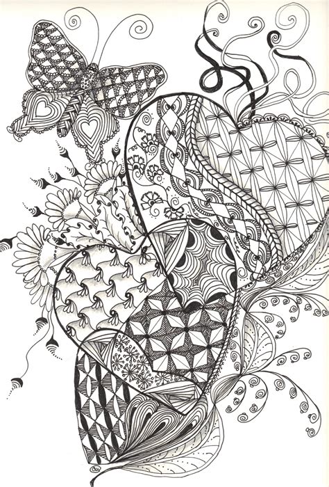 Free coloring pages of hearts that you can print and download. Zentangle coloring pages | The Sun Flower Pages
