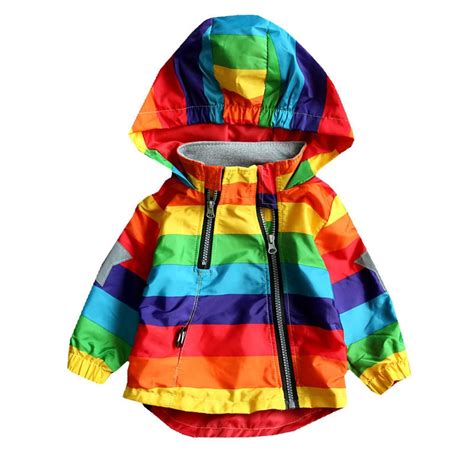 Liligirl Boys Girls Rainbow Coat Hooded Sun Water Proof Childrens