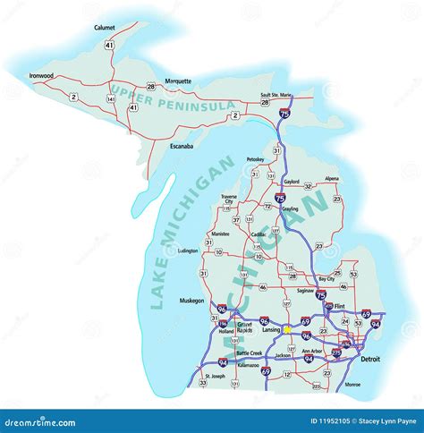 Michigan Us State Vector Map Isolated On White Background High