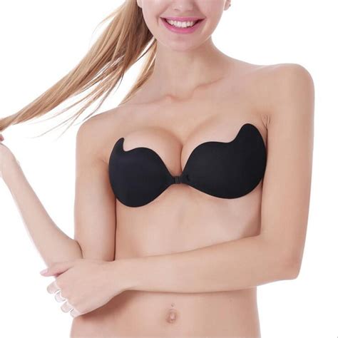 Women Sexy Strapless Push Up Bra Front Closure Adhesive Silicone