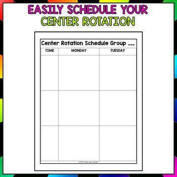 It is not meant to be exhaustive. Center Rotation Schedule and Cards for Classroom ...
