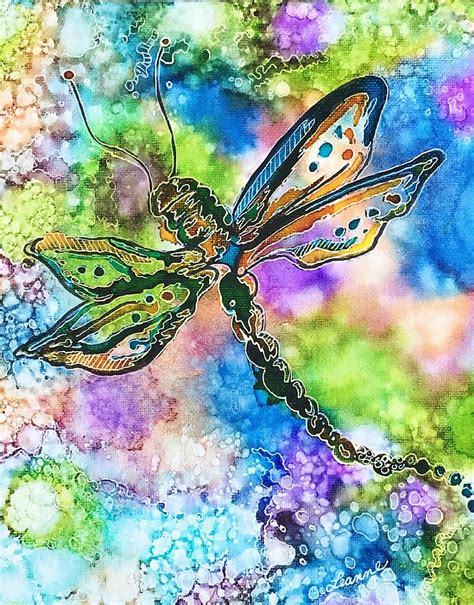 Colorful Dragonfly Painting By Leanne Poellinger Pixels