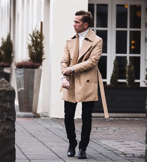 6 Best Men Trench Coats This Winter Tan Trench Coat White Sweater Black Trousers Leather