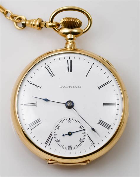 1904 Waltham Open Face Pocket Watch With 14k Gold Case With Gf Fob