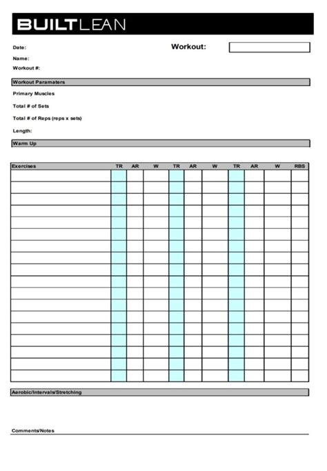 Workout Log Template 8 Free Printable Ms Word Excel And Pdf Formats
