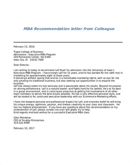 Free 10 Sample Mba Recommendation Letter Templates In Pdf Ms Word