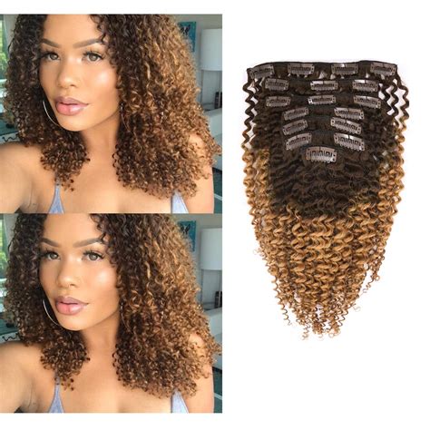 Amazon Com Promotion Clip In Kinky Curly Remy Human Hair Extensions For Black Women Inch