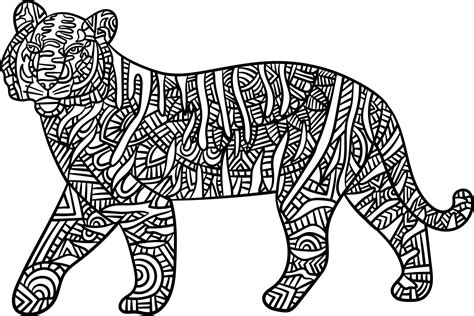 Tiger Mandala Coloring Pages For Adults 6325738 Vector Art At Vecteezy