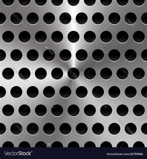 Metal Sheet Surface With Holes Perforated Metal Vector Image