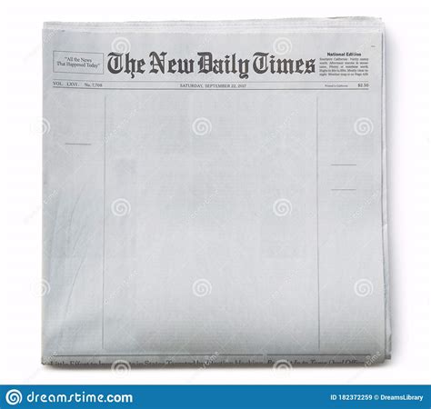 Fake Newspaper Front Page Blank Stock Image Image Of