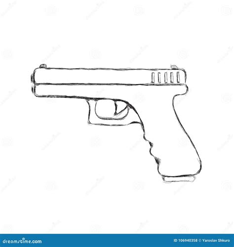 Pistola Disegnata A Mano Semiautomatica Di 9mm Illustrazione Moderna Di