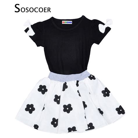 Buy Sosocoer Summer Baby Girls Clothing Sets Bow Black