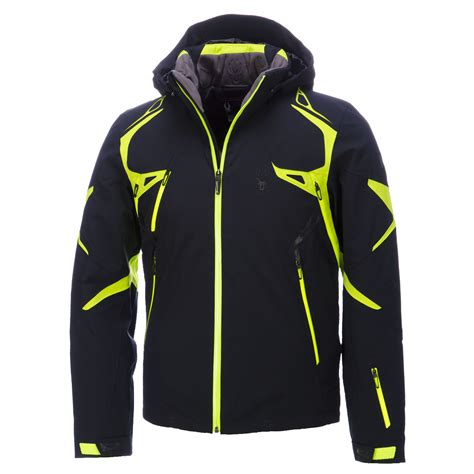 Spyder Pinnacle Ski Jacket Men Black Theory Green Bryte Yellow