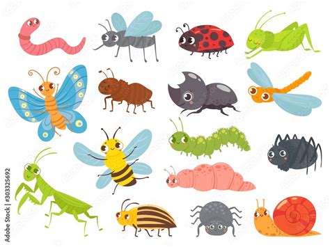Fototapeta Dżungla Dla Dzieci Cute Cartoon Insects Funny Caterpillar