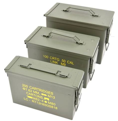 Nato Cal Ammo Box Army Storage Ammunition Surplus Issue Tin Tool Metal Sizes Ebay