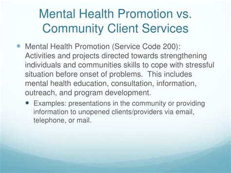 Ppt Community Outreach Services Cos Workshop For Mental Health