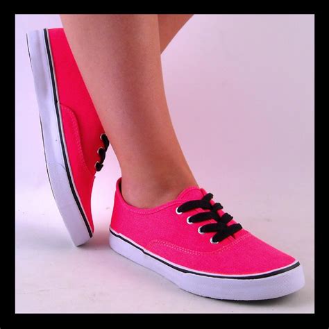 New Womens Orange Neon Deck Tennis Shoe Canvas Sneaker Ebay