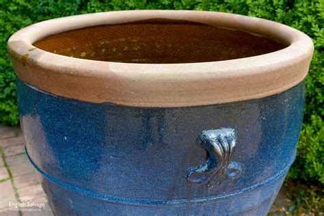 Deep Blue Glazed Terracotta Pots