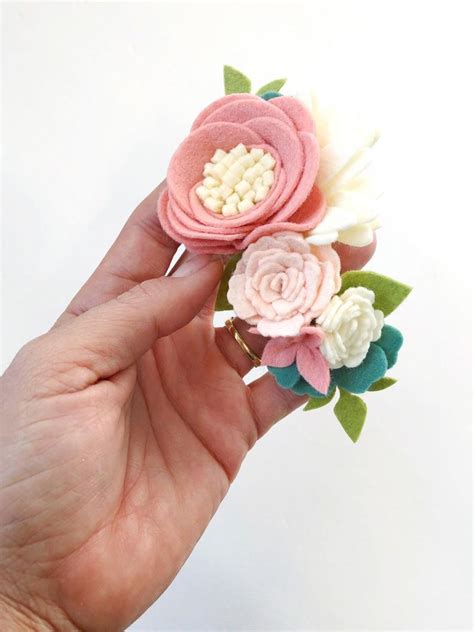 Blush Felt Flower Headband Felt Flower Crown Newborn Photo Etsy