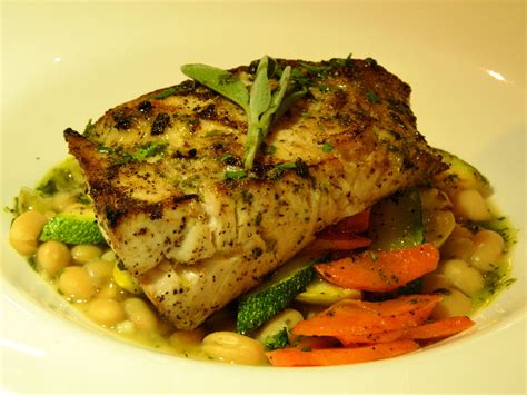 Pesce Del Giorno~ Pan Seared Amberjack Served Over Braised Sage Infused
