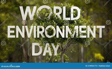 World Environment Day with Text Nature Tree Leaf Stock Illustration