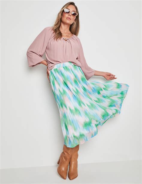 Rockmans Pleated Print Woven Skirt Ezibuy Australia