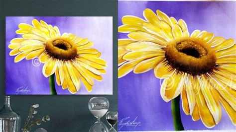 Acrylic Painting On Canvas For Beginners Daisy Painting
