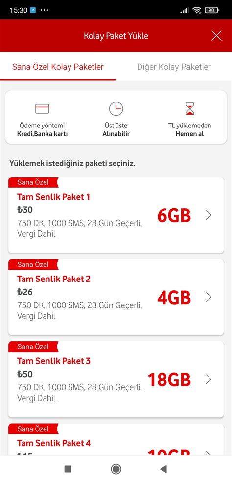 Vodafone Tekl F Gelen Faturali Faturasiz Tar Fe Paketler