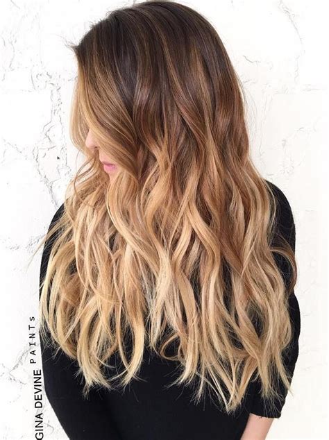 Long Brown To Blonde Ombre Casual Beach Wave Best Ombre
