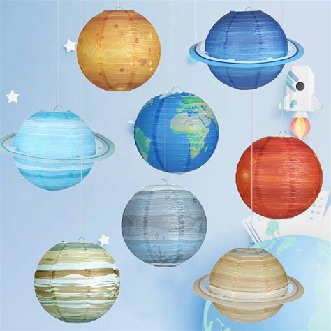 Eight Planet Outer Space Paper Lanterns Hanging Solar System Planets