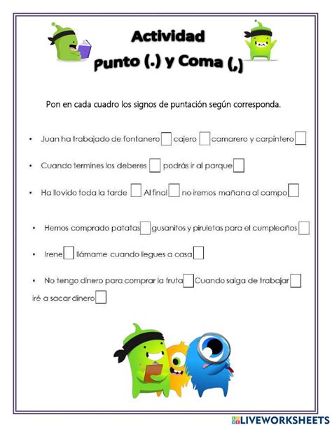 La Coma Y El Punto Interactive Worksheet School Mario Characters Adrian
