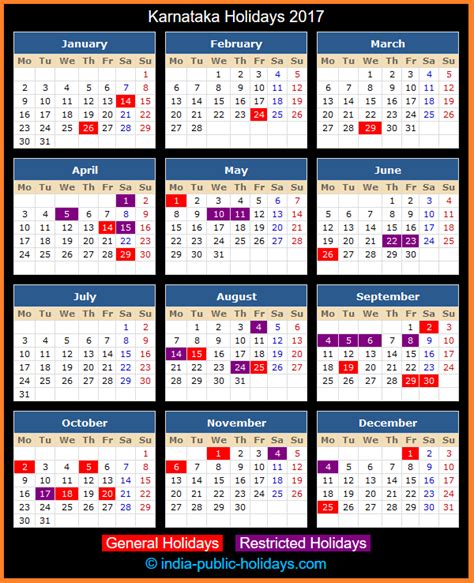 Melaka 2021 cuti umum kalendar. Karnataka Holidays 2017