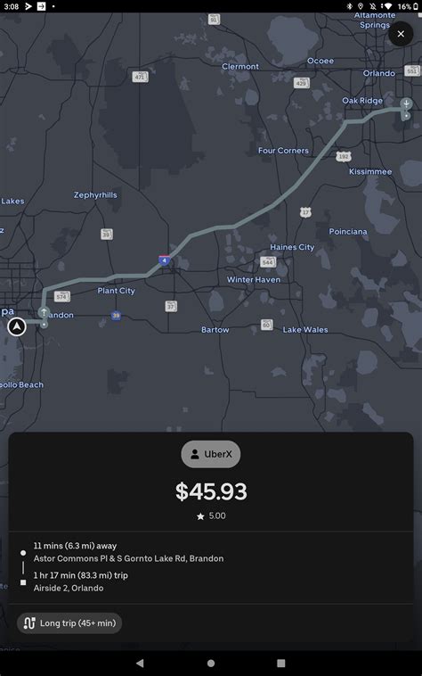 $46 = 90 miles 1:30 hrs 0.51 cpm | Uber Drivers Forum