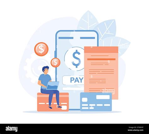 Internet Banking Concept Businessman Pay Bills Online Using His Laptop