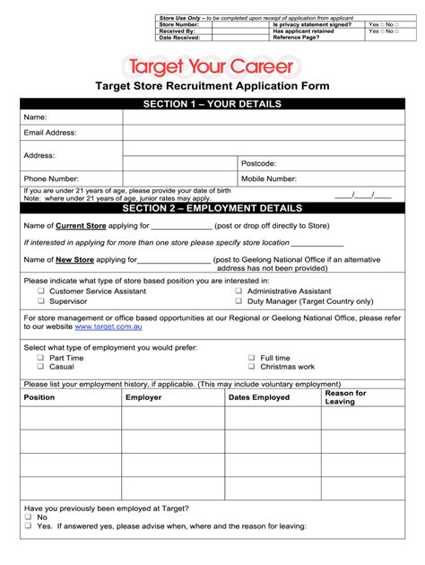 Printable Job Application Form For Target Printable Forms Free Online