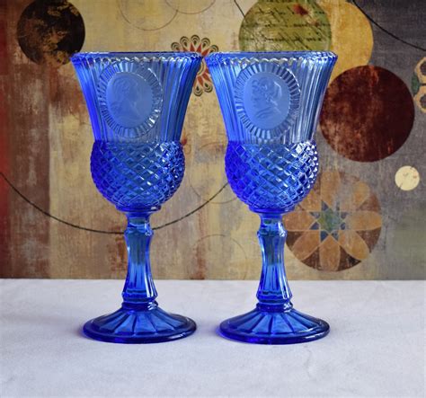 Set Of 2 Vintage Cobalt Blue Avon Wine Goblets Avon George Etsy