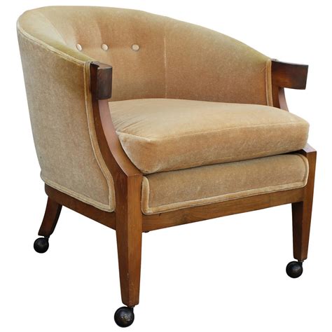 The client had a set of 10 period hand made chairs and needed 14. Elegant Hollywood Regency Barrel Back Gold Mohair Chair by ...