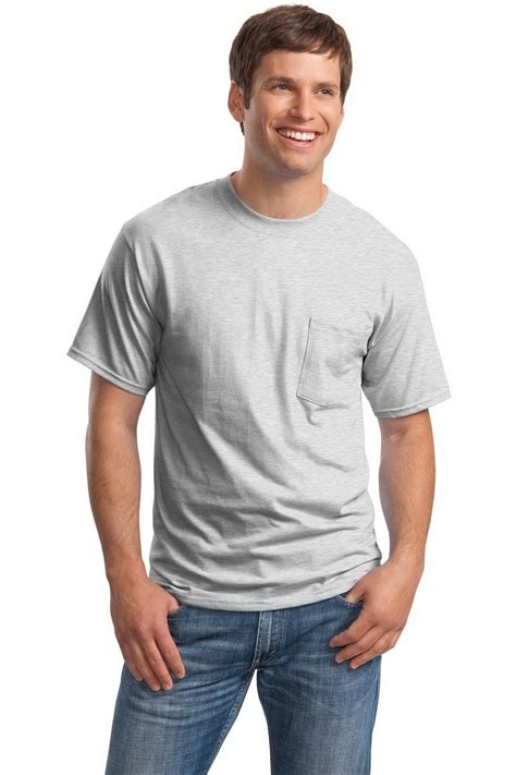 Hanes Hanes Beefy T 100 Cotton 61 Ounce T Shirt With Pocket 5190