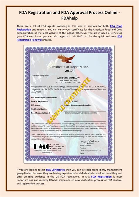 Fda Certificate Registration