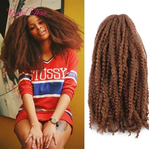 Synthetic Blonde Kinky Curly 18inch Afro Kinky Marley Braid Curly Hair Extension 100 Grams
