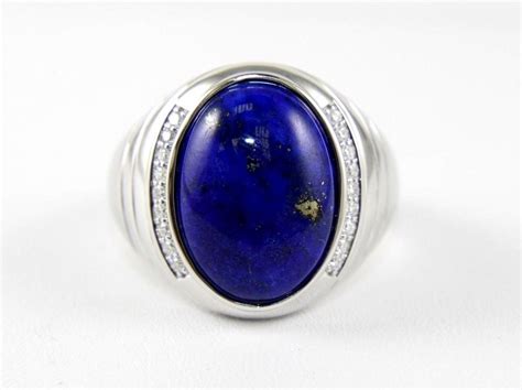 This A Fine Oval Royal Blue Lapis Lazuli And Diamond Mens Ring It Has A