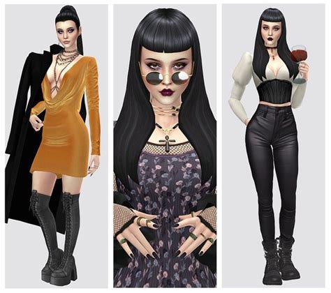 Three Different Poses Of Women With Black Hair And Makeup One Wearing