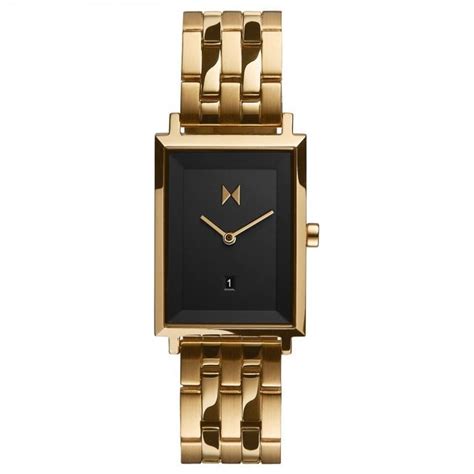 Ladies Gold Plated Signature Square Watch D Mf03 Ggr Watches From