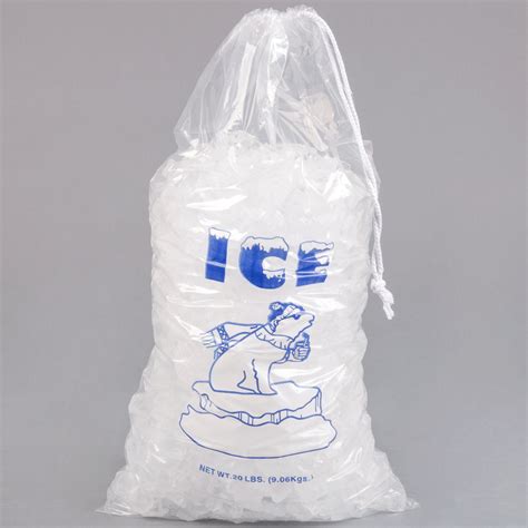 20 Lb Clear Plastic Drawstring Ice Bag With Polar Bear Graphic 250case