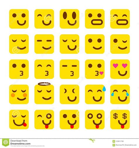 Sistema Del Amarillo Del Vector De Iconos De La Sonrisa Emoji Emoticons