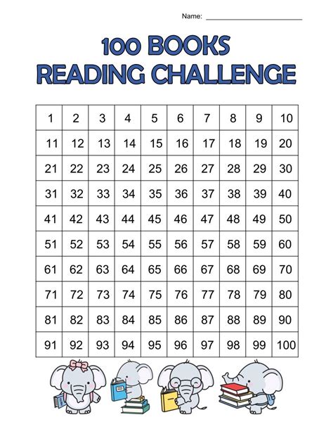 100 Book Challenge Printable Free
