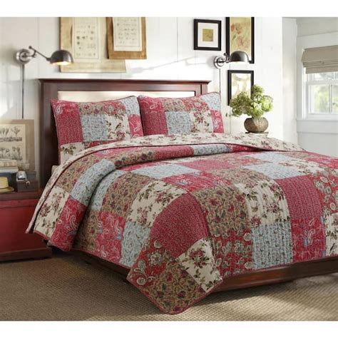 Cozy Line Home Fashions Country Floral Paisley 3 Piece Red Blue Khaki