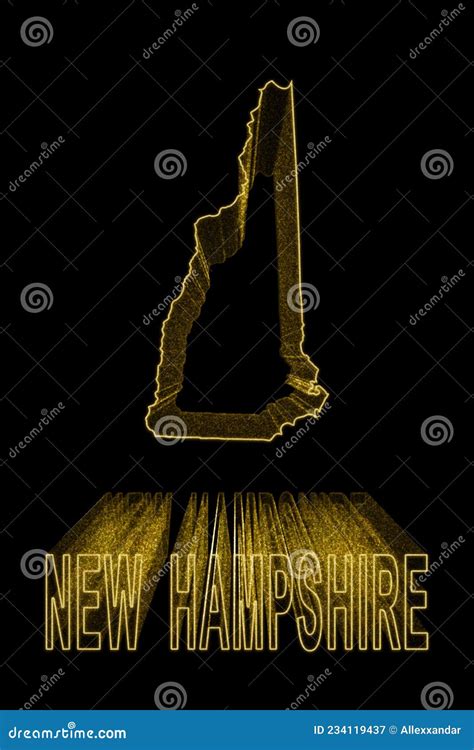 Map Of New Hampshire Gold Map On Black Background Stock Illustration