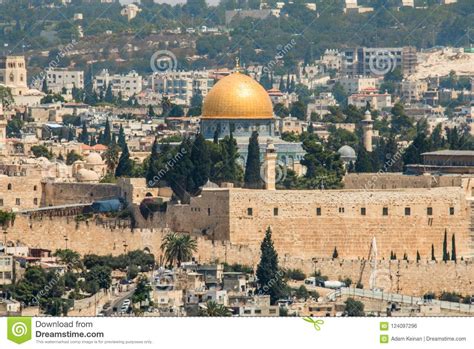 Holy Gold Golden Dome Jerusalem Cityscape Old City Israel Palastin
